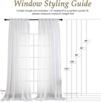 OVZME White Bedroom Curtains 96 Length for Farmhouse, 59 Inch Extra Wide Light Filtering Voile Drapes Light Airy Window Decor for Patio Door Living Room Bedroom Dining, 59Wx96L Inches