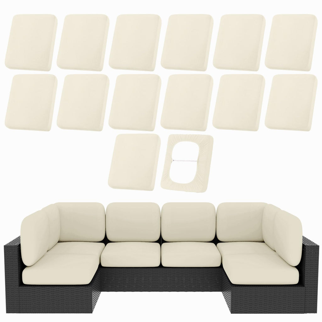 hyha 12Pcs Patio Cushion Covers, Stretch Outdoor Couch Cushion Covers