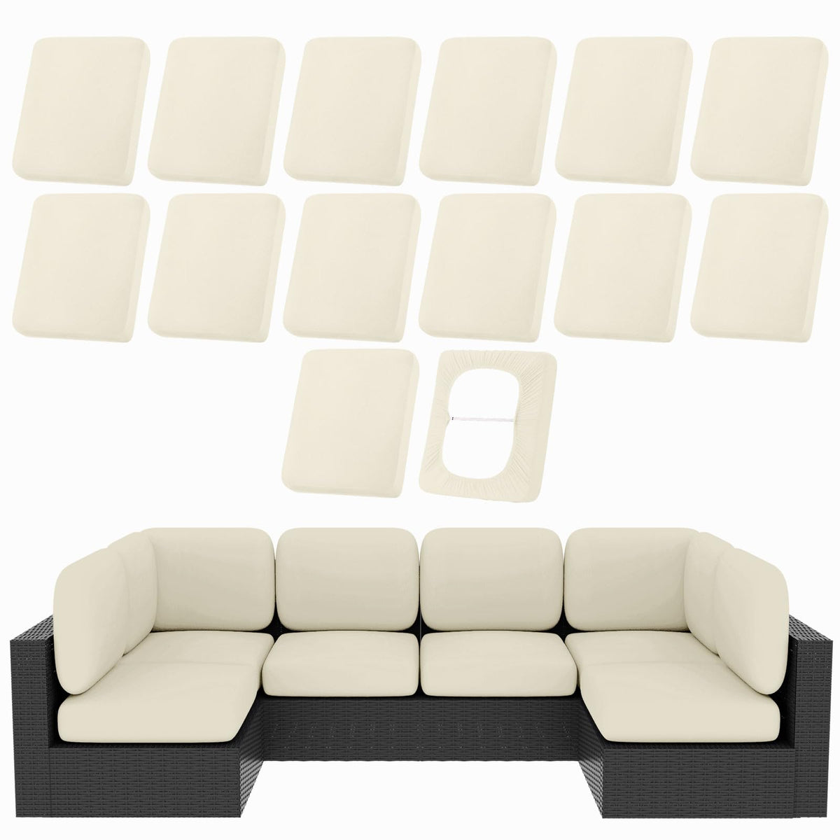 hyha 12Pcs Patio Cushion Covers, Stretch Outdoor Couch Cushion Covers
