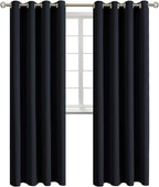 BGment Blackout Curtains - Grommet Thermal Insulated Room Darkening Bedroom and Living Room Curtains, Set of 2 Panels (52 x 120 Inch, Black)