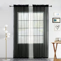 SpaceDresser Sheer Voile Window Treatment Rod Pocket Curtain Panels for Kitchen Bedroom Living Room Drapes Sunlight Filtering Privacy Semi Home Decor Assorted (Black, 52 W x 54 L)