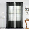SpaceDresser Sheer Voile Window Treatment Rod Pocket Curtain Panels for Kitchen Bedroom Living Room Drapes Sunlight Filtering Privacy Semi Home Decor Assorted (Black, 52 W x 96 L)