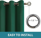 BGment Blackout Curtains for Bedroom - Grommet Thermal Insulated Room Darkening Drapes for Living Room, Set of 2 Panels (38 x 63 Inch, Emerald Green)