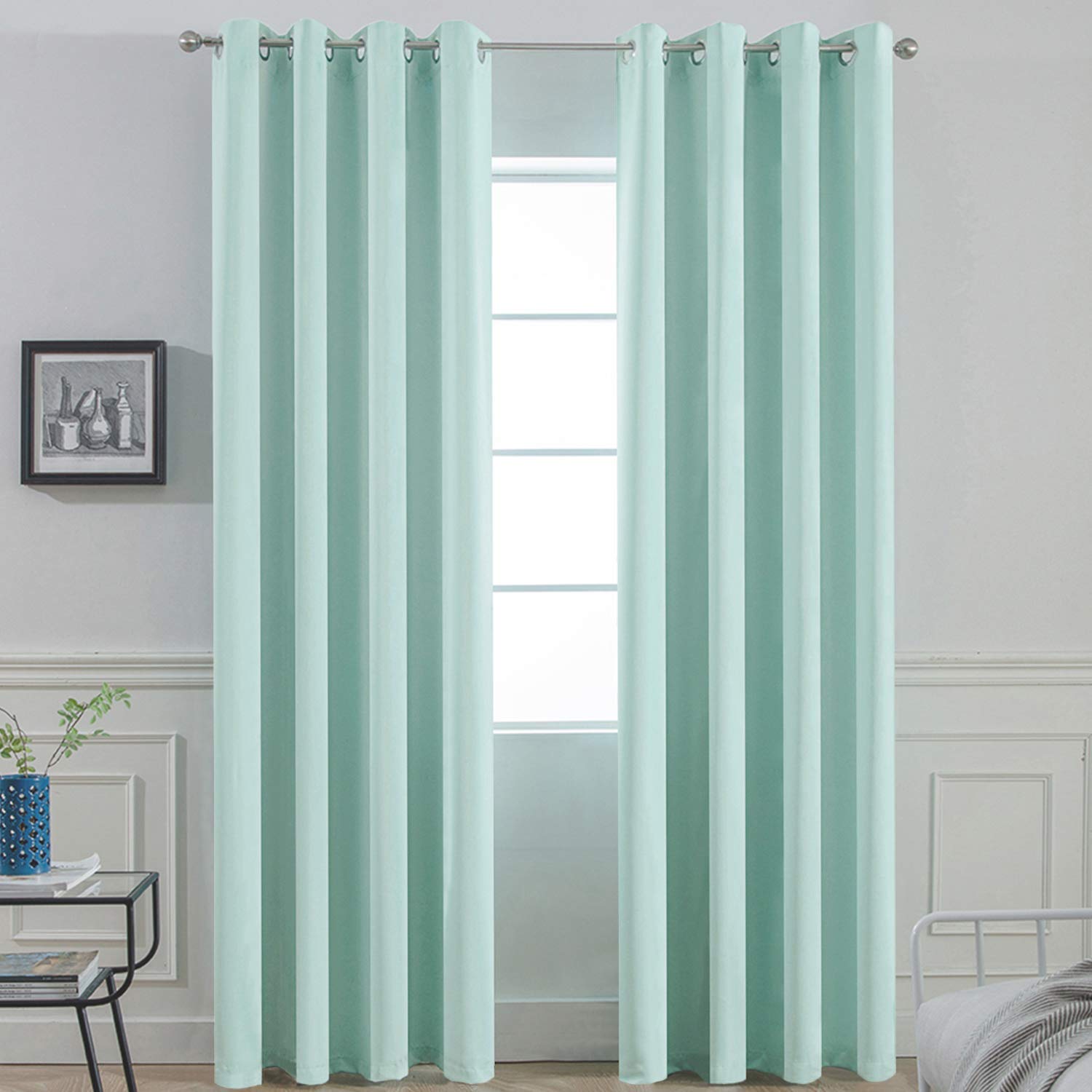 Yakamok Room Darkening Curtains 52x90 inch Length Aqua-Living Room