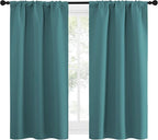 NICETOWN Kitchen Curtains Blackout Drapes & Curtains, Energy Smart Window Treatment Curtain Panels for Bedroom (Sea Teal, 34 in x 54 in (W x L), Set of 2)