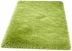 Goolela Lime Green Fluffy Fur Rug 3x5 for Bedroom Playroom Bedside Fuzzy Furry Faux Sheepskin Rug Shag Décor Rectangle