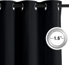 NICETOWN Room Darkening Draperies Curtains Panels, 2 Panels Black W52 x L84