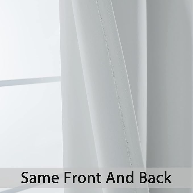Yakamok Blackout Curtains 38x63 inch Greyish White Thermal Drapes-Bedroom