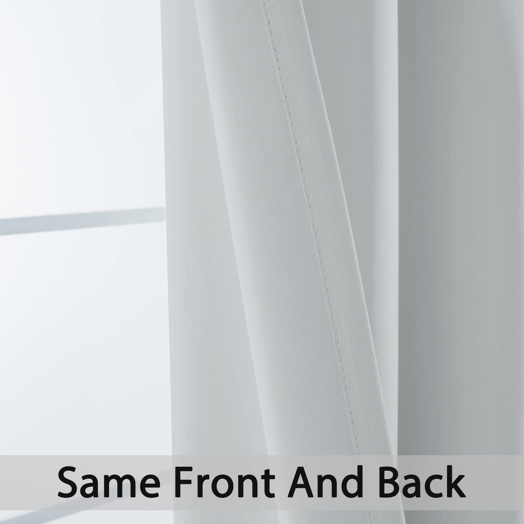 Yakamok Blackout Curtains 38x84 inch Greyish White Thermal Drapes-Bedroom