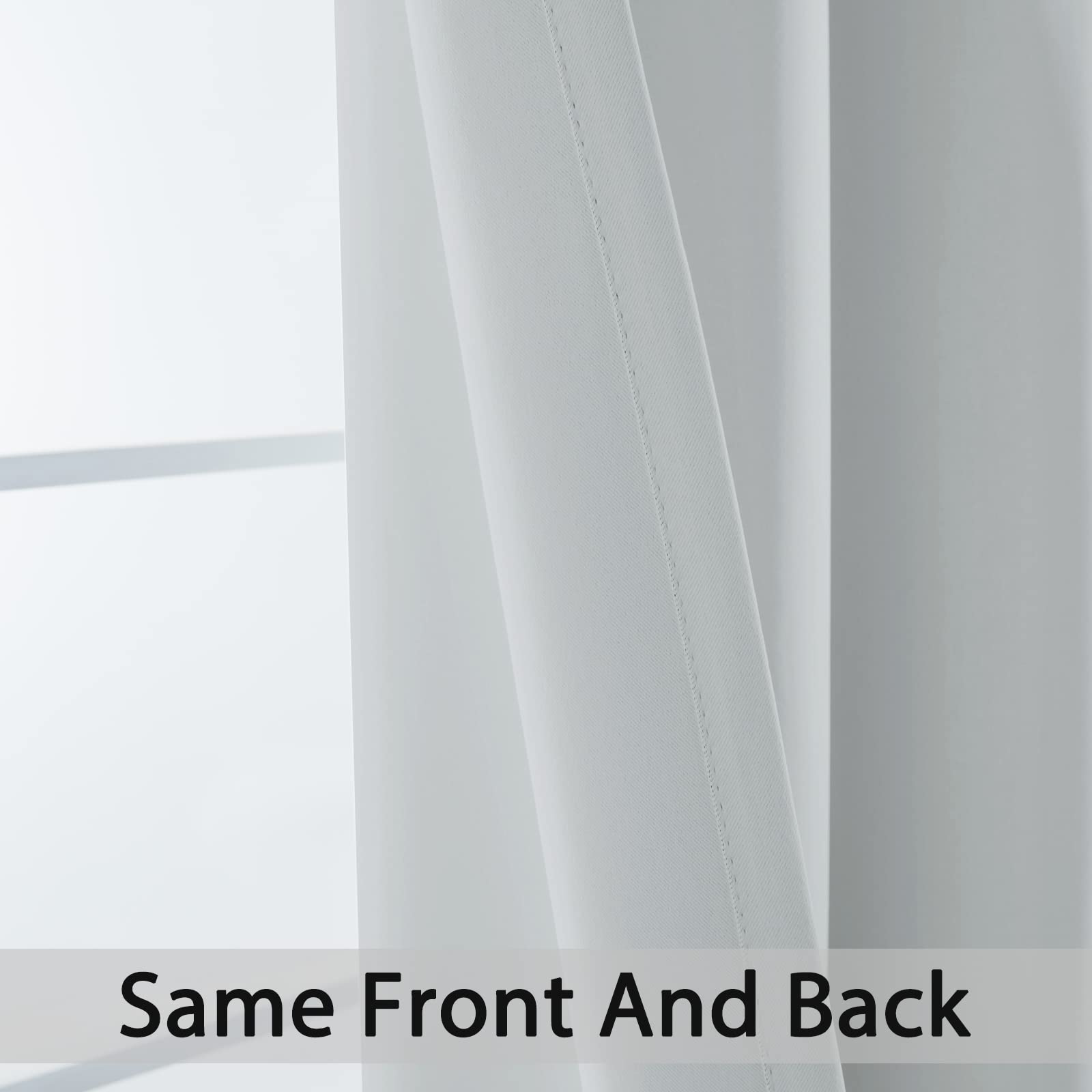 Yakamok Blackout Curtains 38x84 inch Greyish White Thermal Drapes-Bedroom