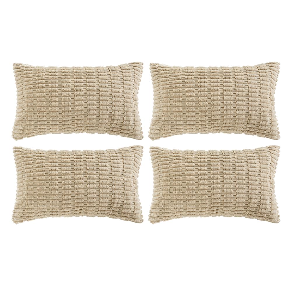 Fancy Homi 4 Packs Decorative Throw Pillow Covers for Living Room Couch Bed, Modern Farmhouse Boho Home Décor Accent Cushion Case, 24" x 14", Tan