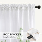 HOMEIDEAS Kitchen Curtains, Short Non-See-Through Privacy 30X36 Inch Length Tier Curtains, Green and White Leaf Floral Print Light Filtering Semi Sheer Small Window Drapes for Bathroom Cafe, 2 Panels
