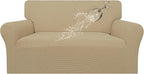 Easy-Going 100% Waterproof Loveseat Couch Cover, Dual Waterproof Sofa Cover, Stretch Jacquard Sofa Slipcover, Leakproof Furniture Protector for Kids, Pets, Dog and Cat (Loveseat, Sand)