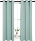 NICETOWN Thermal Insulated Curtains Blackout Draperies, Window Treatment Solid Grommet Room Darkening Drape Panels for Bedroom (Aqua Blue, Set of 2, 29 by 45 inches Long)