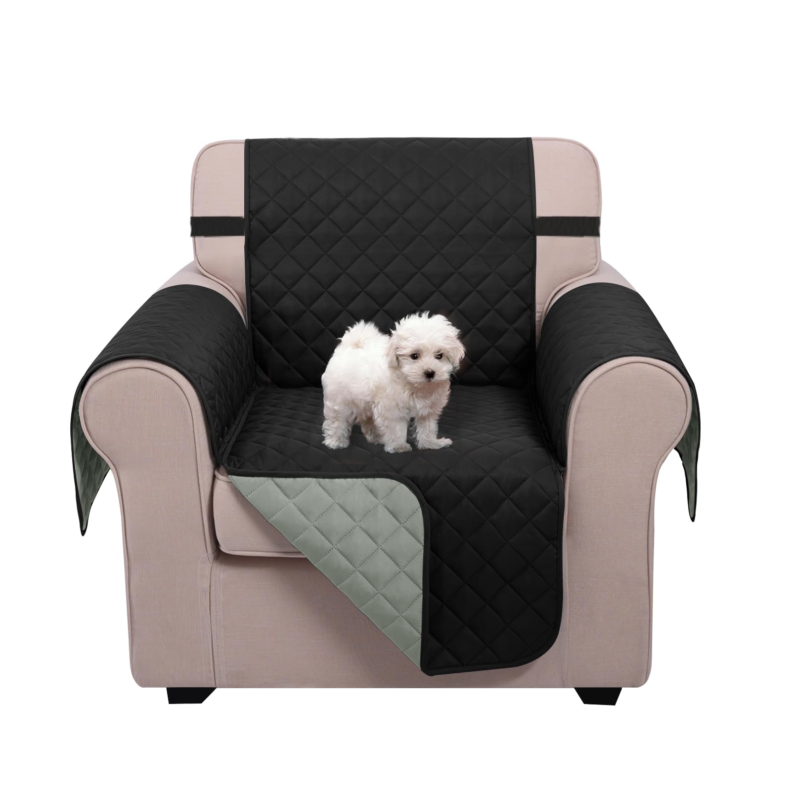 U-NICE HOME Reversible Oversized 28''Chair Covers, Black/Grey