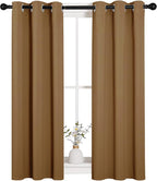 NICETOWN Sleek Blackout Curtains 40 inches Length for Small Windows, 2 Panels, Gold Brown, 29 inches Width, Noise Reducing and Block Draft Panels for Door Doorway Laundry Office Luxury Decor Theme