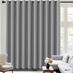 H.VERSAILTEX Blackout Curtains for Sliding Glass Door Room Divider Curtains Noise Reduce Curtain Panel Portable Window Screen Sliding Partition, W180 x L96 inches/8' Tall by 15' Wide, Dove Gray