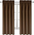 DWCN Blackout Curtains for Bedroom - Thermal Insulated Privacy Energy Saving Rod Pocket Drapes for Living Room, W 38 x L 63 Inch, Brown, Set of 2