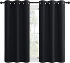 NICETOWN Blackout Draperies Window Curtain Panels, Autumn/Winter Thermal Insulated Solid Grommet Blackout Curtains/Drapes for Cafe (Set of 2, 42 inches by 48 inches, Black)