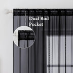 MIULEE 2 Panels Sheer Curtains for Living Room 54 X 63 Inches Black