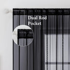 MIULEE 2 Panels Sheer Curtains for Living Room 54 X 63 Inches Black
