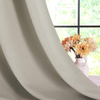 NICETOWN Kitchen Curtains, Short Curtains for Bedroom Windows, Natural, 34" W by 60" L, 1 Pair, Thermal Insulated Room Darkening Curtain Panels for Girls Room, Cafe