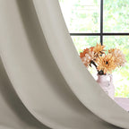 NICETOWN Kitchen Curtains, Short Curtains for Bedroom Windows, Natural, 42" W by 60" L, 1 Pair, Thermal Insulated Room Darkening Curtain Panels for Girls Room, Cafe