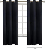 BGment Black Blackout Curtains for Bedroom 63 Inches Long, Black Out Room Darkening Light Blocking Thermal Insulated Grommet Window Drapes for Summer Heat, Each Panel 42 Inch Wide