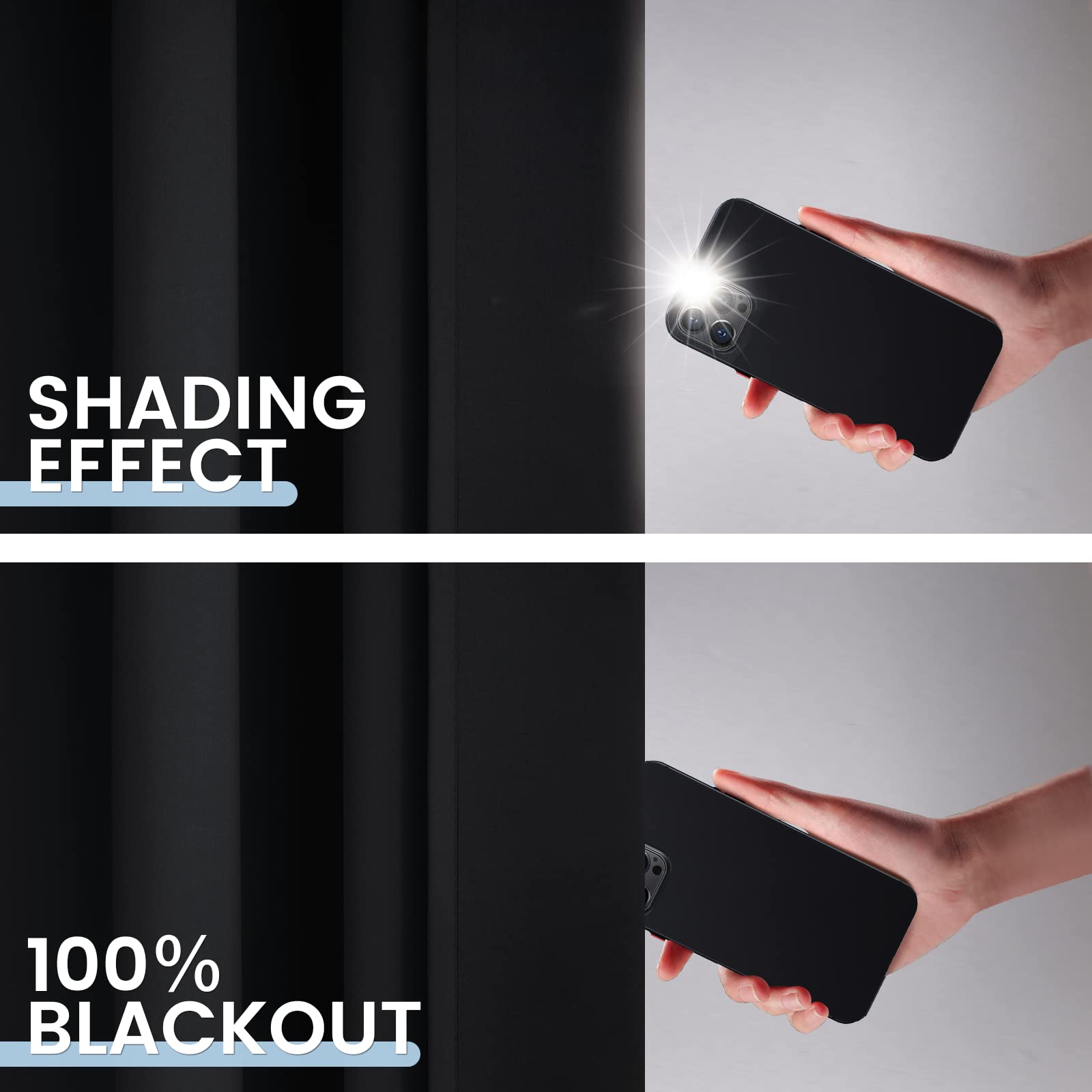 SimpleHome Black 100% Blackout Curtains Room Darkening Living Room 63 Inch