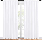 NICETOWN White Curtains, 50% Light Blocking Curtain Panels for Bedroom, Home Decoration Easy-Care Solid Rod Pocket Draperies/Drapes, Window Covering for Kitchen (2 Panels, 70 by 84, White)