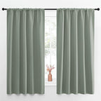 NICETOWN Window Curtains Blackout Drapes - Thermal Insulated Solid Rod Pocket Blackout Curtains/Draperies for Living Room (Greyish Green, One Pair, 52 by 63-Inch)