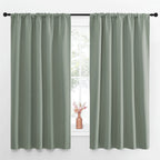 NICETOWN Window Curtains Blackout Drapes - Thermal Insulated Solid Rod Pocket Blackout Curtains/Draperies for Living Room (Greyish Green, One Pair, 52 by 63-Inch)