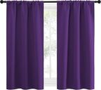 NICETOWN Kitchen Curtains, Short Blackout Curtains & Drapes, Home Decoration Window Treatment Cafe Curtain Panels with Rod Pocket (Royal Purple, 34-inch Wide x 54-inch Long, 2 Panels)