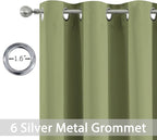 Yakamok Light Blocking Blackout Curtains Thermal Insulated Room Darkening Drapes for Bedroom,Solid Grommet Top Window Drapes, 38x90 Inch, Sage Green, One Pair