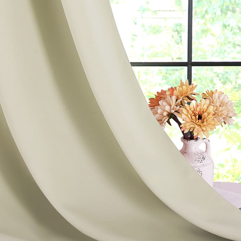 NICETOWN Room Darkening Curtain Panels for Cafe, Thermal Insulated Grommet Room Darkening Draperies/Drapes for Window (Beige, 2 Panels, W70 x L95 -inch)