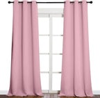 NICETOWN Patio Glass Door Blackout Curtains for Bedroom/Living Room, Privacy Panel Drapes for Dining Room and Guest Room (Crystal Pink, 42 inches Wide x 90 inches Long, 1 Pair)