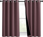NICETOWN Warm Curtains for Winter, Bedroom Full Blackout Curtain Panels, Great Job for Blocking Light, Complete Blackout Draperies with Black Liner for Night Shift (Dry Rose, Set of 2, 46 by 54-inch)