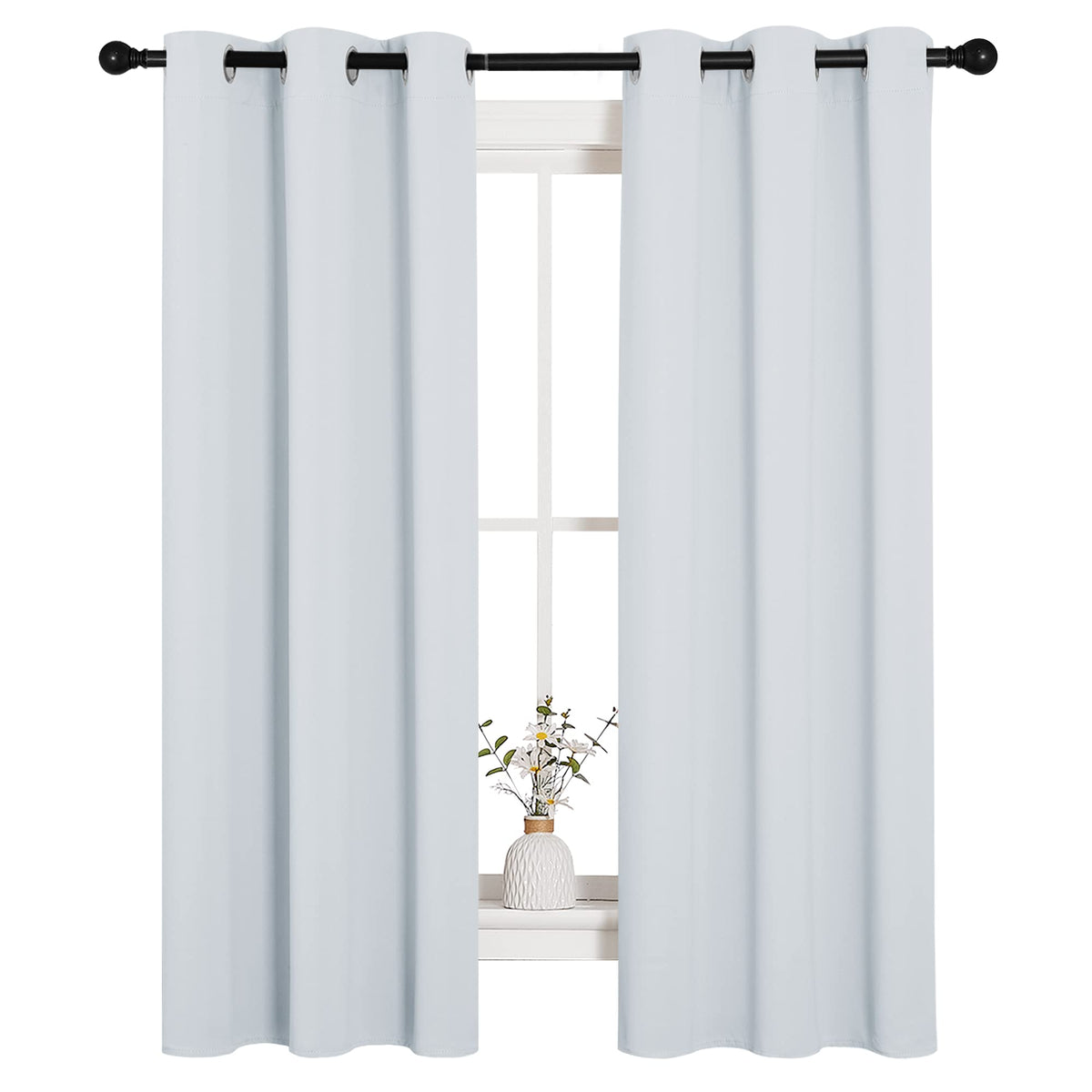 NICETOWN Black Blackout Curtains for Living Room 34" w x 63" L 2 Panels
