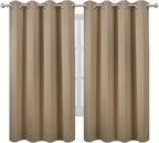 LEMOMO Natural Blackout Curtains 66 x 63 Inch Length/Set of 2 Curtain Panels/Thermal Insulated Room Darkening Blackout Curtains for Bedroom