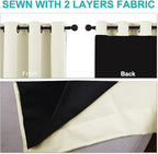 NICETOWN Cold Reducing Curtains, Thermal Insulated 100% Blackout Curtains, Sound Proof Drapes with Black Backing, Full Light Blocking Panels for Patio Sliding Door (Beige, 1 Pair, 55" x 102")