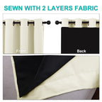 NICETOWN Thermal Insulated 100% Blackout Curtains, Noise Reducing Performance Drapes with Black Lining, Full Light Blocking Drapery Panels for Patio (Beige, 1 Pair, 46 inches x 90 inches)