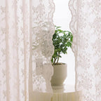 YJ YANJUN Vintage Lace Curtains 84 Inches Long-Victorian Floral Dusty Pink Sheer Curtain Panels for Living Room Bedroom Dining Room, Light Filtering, Shabby Chic Girls Drapes 2 Panels 52W x 84L
