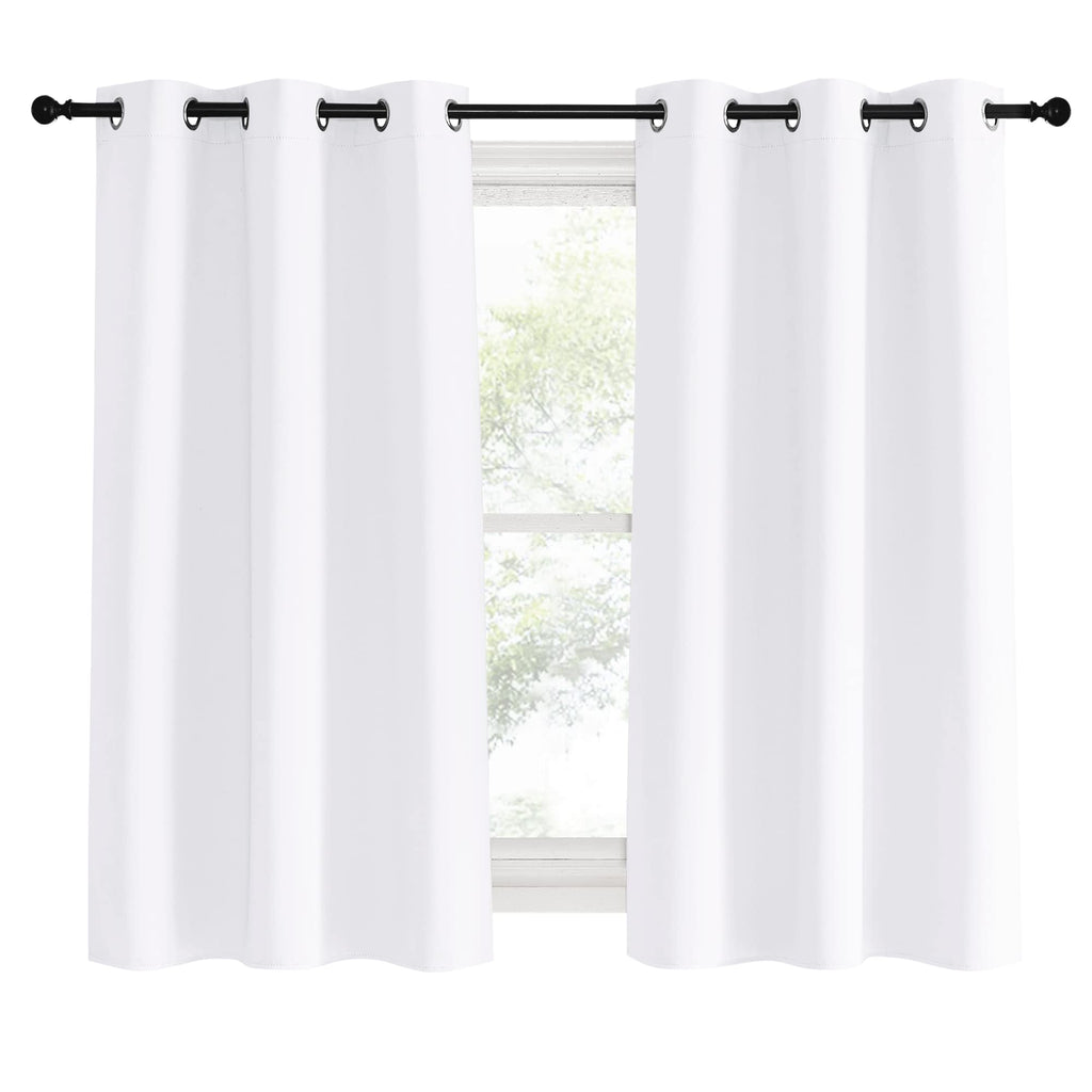 NICETOWN Draperies Curtains Panels, 2 Panels, 42 by 60, White, Blocking Out 50% Sunlight Window Treatment Curtains, Grommet Top Small Window Drapes for Bedroom