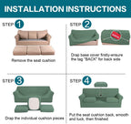 Turquoize 4 Piece Sofa Covers for 3 Cushion Couch Sofa Slipcover Soft Couch Cover for Dogs Washable Furniture Cover with 3 Individual Large Cushion Covers Feature Fabric (Large Sofa, Loden Frost)
