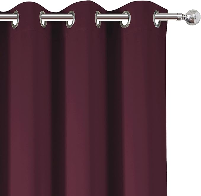 LEMOMO Burgundy Red Thermal Blackout Curtains/52 x 54 Inch/Set of 2 Panels Room Darkening Curtains for Bedroom