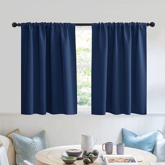 RYB HOME Short Blackout Privacy Curtains 30 inch Long for Bathroom Window