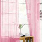 SpaceDresser Sheer Voile Window Treatment Rod Pocket Curtain Panels for Kitchen Bedroom Living Room Drapes Sunlight Filtering Privacy Semi Home Decor Assorted (Light Pink, 52 W x 72 L)
