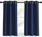 NICETOWN Blackout Curtains & Drapes for Kitchen, Navy, 1 Pair, 34 x 40 Inch, Thermal Insulated Solid Grommet Top Blackout Panels/Draperies for Bedroom/Living Room