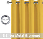 Yakamok Blackout Curtains Room Darkening Thermal Insulated Grommet top Window Curtains for Living Room, 52 x 63 Inch, Mustard Yellow, Set of 2