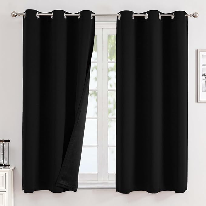 ChrisDowa 100% Blackout Curtains for Bedroom 54 Inches Long 2 Panels Set